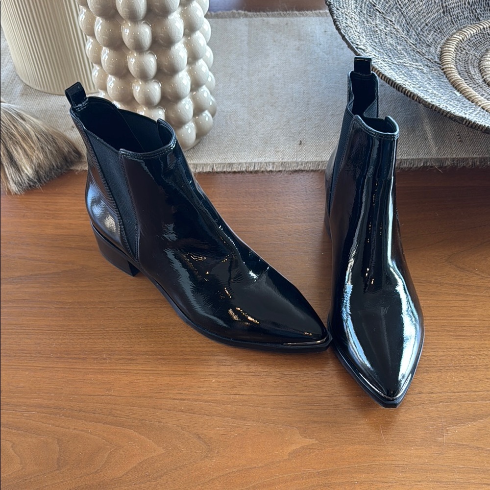 Marc Fisher Patent Leather Black Ankle Boots, Size 7, Never Worn